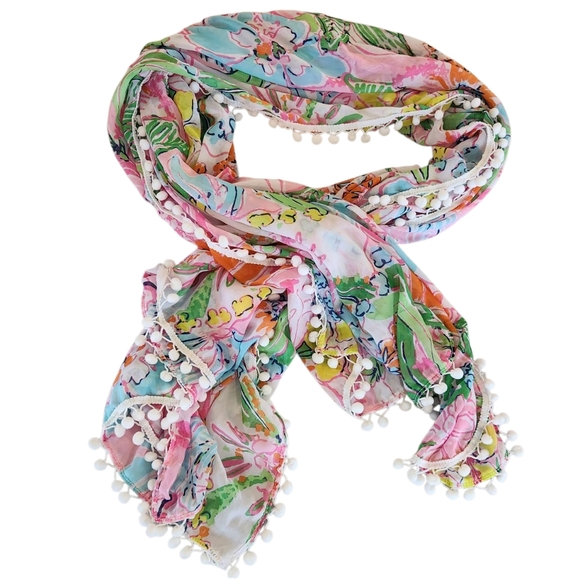 Lilly Pulitzer for Target Scarf Nosey Posey Pom Pom Scarf - Picture 2 of 6
